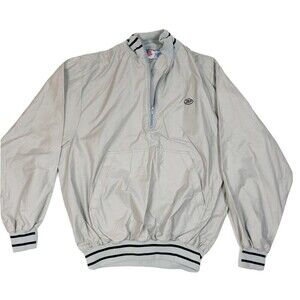 Vintage Men's Zep MBA Grey Nylon 1/4 zip Pull Over Bomber Activewear Jacket XXL